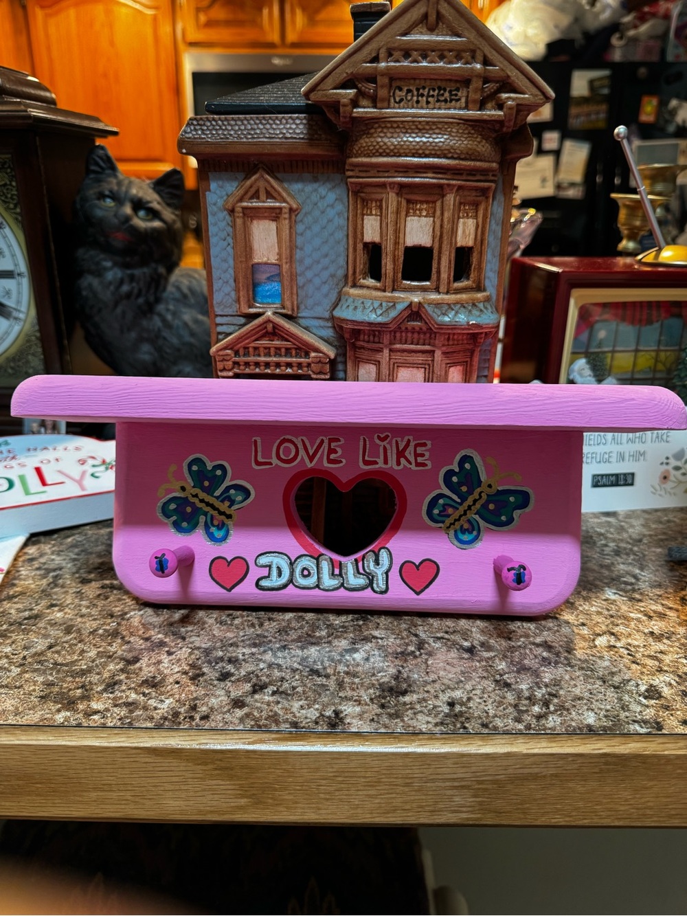 Pink 'Love Like Dolly' Heart & Butterfly Wall Hook Shelf